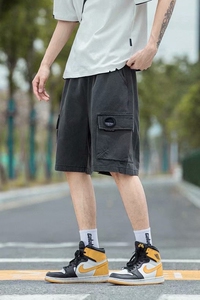 @日系大码 M-5XL大口袋工装牛仔裤男大码直筒五分短裤DK038-P40图片