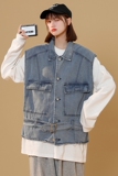 @中性风机能牛仔马甲男女2025春季新款潮坎肩背心MJ01-P50，男装背心/马甲，星座223（原229-2）