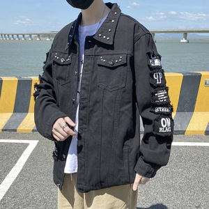 @港风 加绒加厚工装牛仔夹克男秋冬外套JK308-P80图片