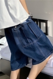 @港风大口袋工装牛仔短裤男夏季宽松阔腿裤五分裤DK063-P45，男装牛仔裤，星座223（原229-2）