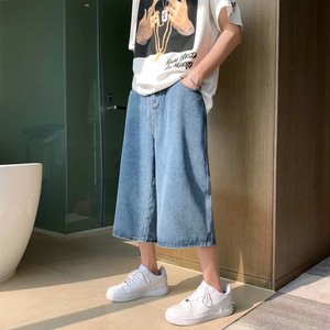 @港风 夏季薄款牛仔裤男潮流ins直筒韩版学生七分裤 DK029-P40图片