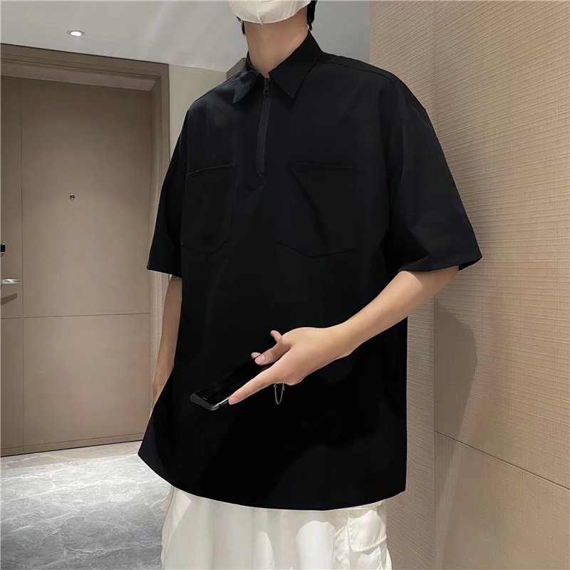 @港风夏季薄款宽松日潮工装衬衣男生半袖机能衬衫CS111-P35,男装T恤,星座223（原229-2）