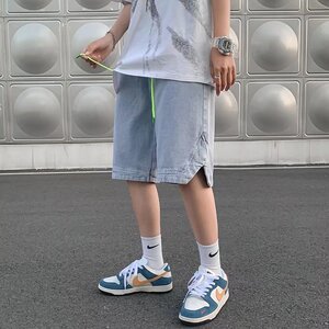 @港风  潮牌牛仔短裤男士薄款潮流日系五分裤 DK017-P45图片