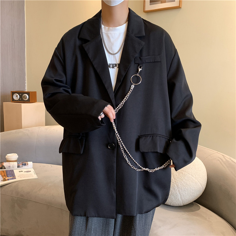 @港风炸街西装男链条设计感休闲西服冷淡风外套XF6512-P60,男装西服套装,星座223（原229-2）