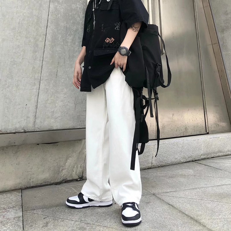 @港风直筒青少年白色牛仔裤宽松休闲裤NZ330-P48，男装牛仔裤，星座223（原229-2）