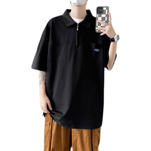 @港风 纯棉日系翻领短袖T恤男士夏季POLO衫DT23-P40图片
