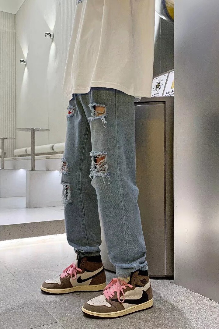 @港风直筒哈伦阔腿裤坠感裤子男韩版潮流牛仔裤NZ248-P40,男装牛仔裤,星座223（原229-2）