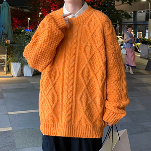 @港风秋冬季毛衣男宽松潮流男士针织衫韩版学生慵懒风21M04-P48