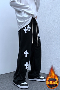 @港风 加绒加厚运动裤男潮牌阔腿裤NZ205-加绒P40常规P35图片