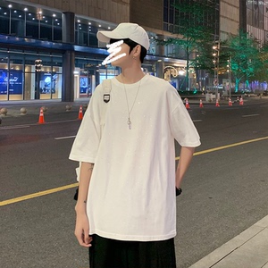 现货M-5XL港风亮片纯棉短袖T恤男加大码夏季T2111/P35图片
