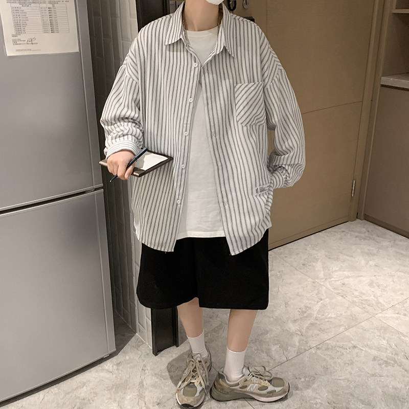 @港风条纹衬衫男长袖潮流百搭春秋新款上衣CS109-P32,男装衬衫,星座223（原229-2）