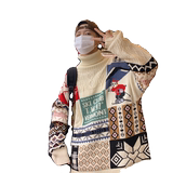 秋冬高领套头拼接毛衣潮流男女慵懒风针织衫M45P65，男装针织衫/毛衣，星座223（原229-2）