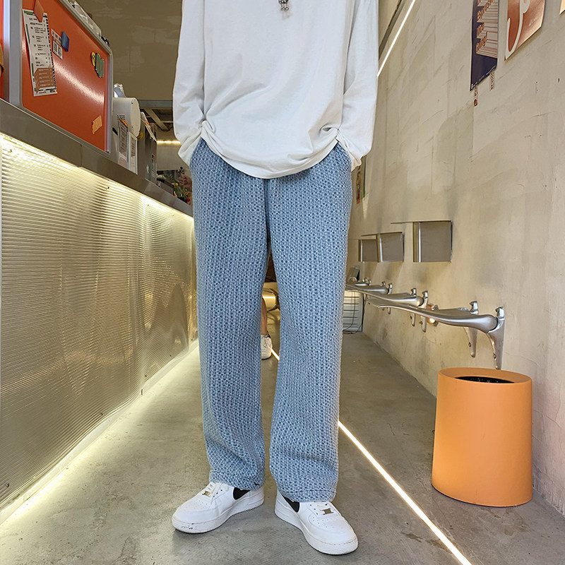 @港风大码M-5XL华夫格牛仔裤男大码秋冬新款HK21106/P65，男装牛仔裤，星座223（原229-2）