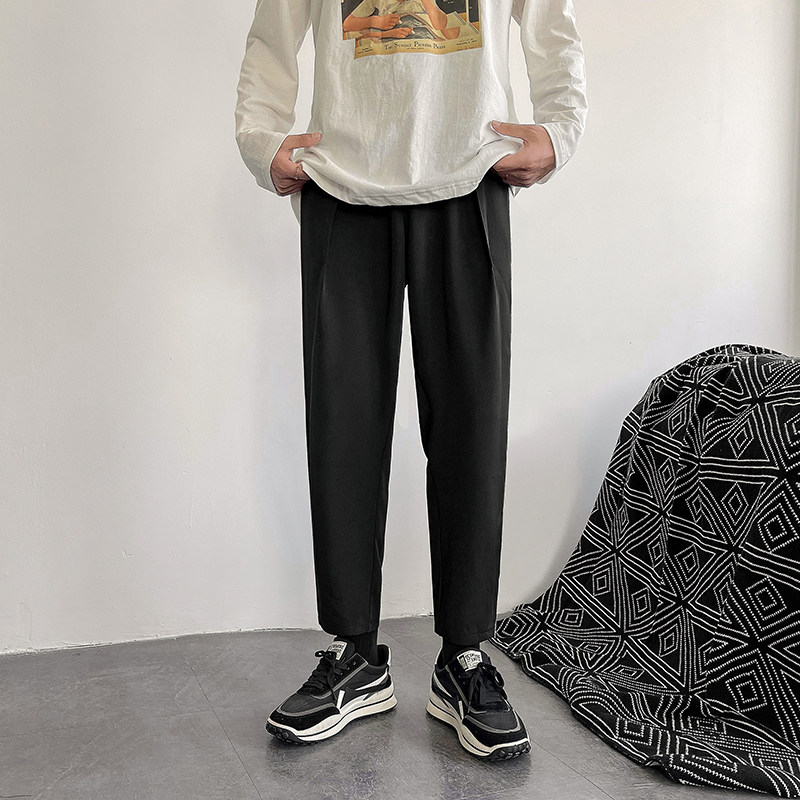 @港风夏季九分裤冰丝西裤宽松潮男休闲裤XK2107-P45,男装西裤,星座223（原229-2）