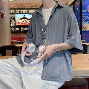@港风   痞帅条纹衬衣港风复古宽松很仙的上衣潮男生  CS113-P35图片