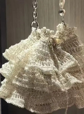 【白月光款】蛋糕芭蕾包爆闪银包芯银线diy编织材料包单肩包