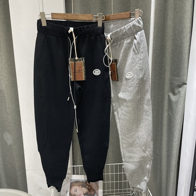 十位数8366时尚百搭休闲束脚不规则显瘦高腰弹力大码宽松运动裤
