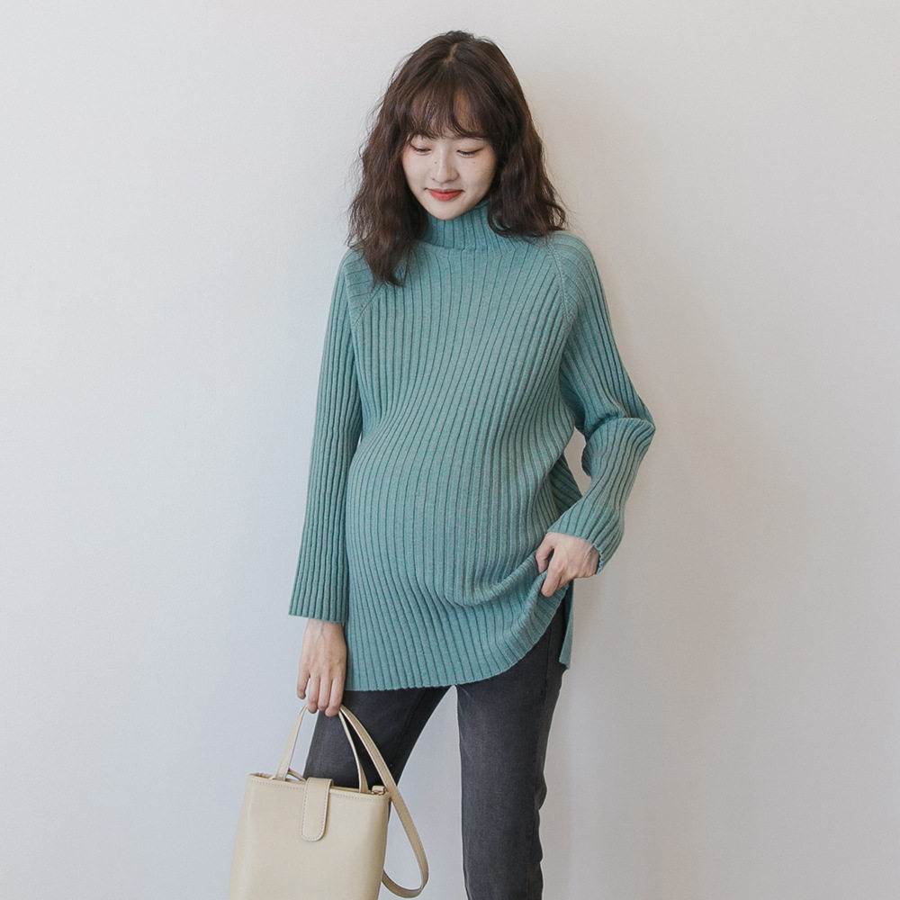 터틀넥 출산 스웨터 가을 겨울 새로운 한국 스타일 블랙 패션 바닥 느슨한 대형 긴팔 탑 겨울 착용