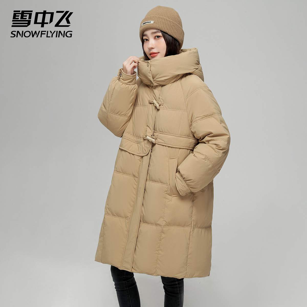雪中飞设计感阔版中长款羽绒服