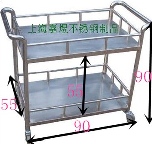 新款 304不锈钢双层推车防静电推车平板车周转车工具车小货车拖车