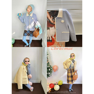 羽绒子外套女「2色」 羊毛呢 milktina定制 阿尔卑斯奶油裹身短款