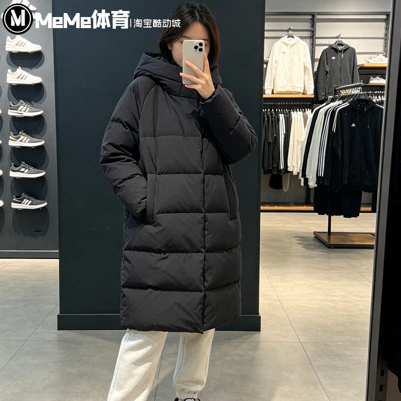 阿迪达斯女装2026冬季长款连帽羽绒服加厚蓬松保暖大衣外套LE4966