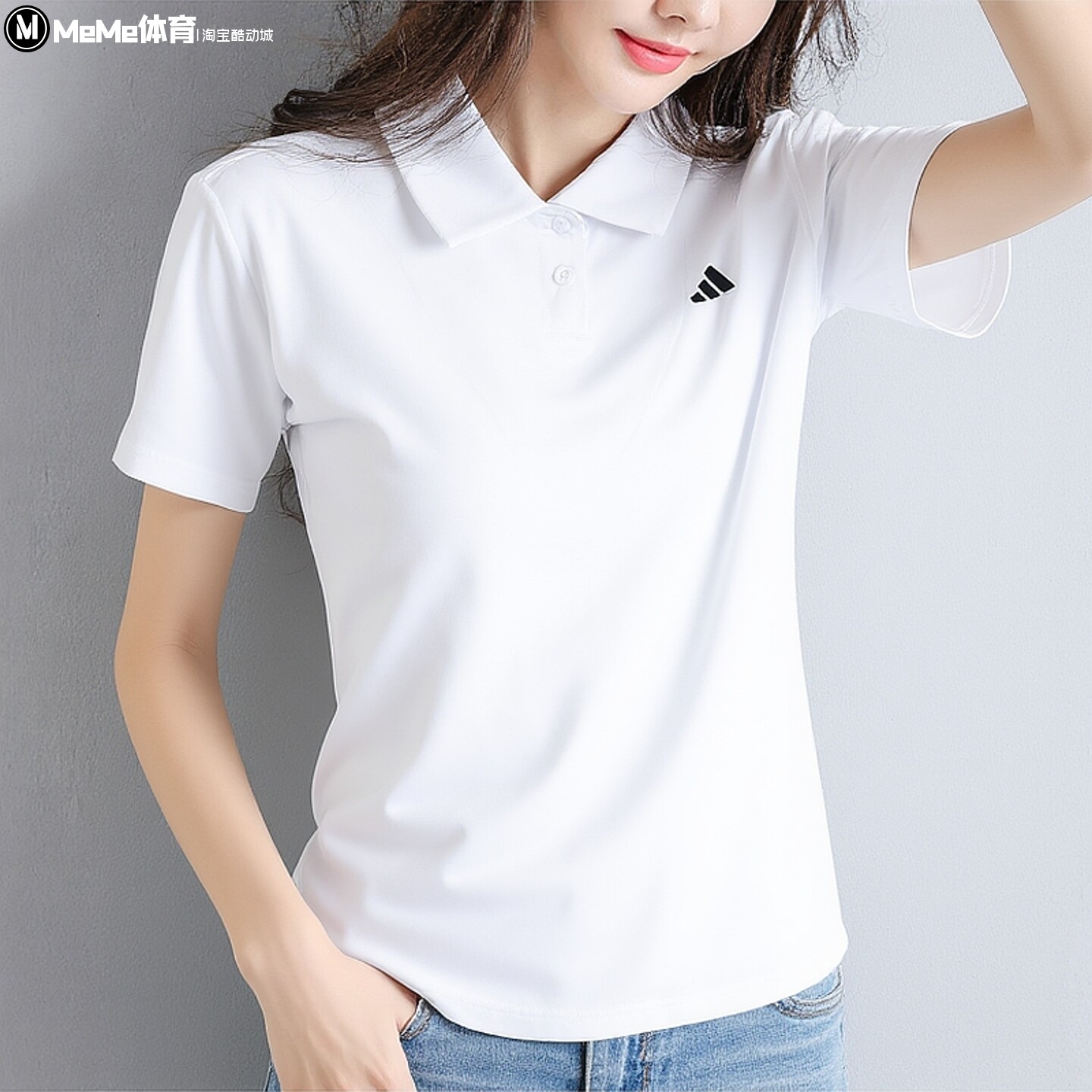 阿迪达斯女装2026夏款少女感纯白POLO衫学生青春百搭短袖 JZ4925