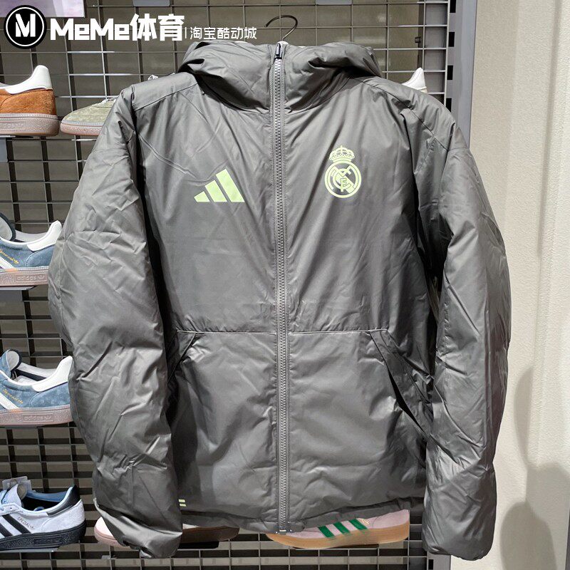 阿迪达斯男子羽绒服2025冬新品保暖双面穿足球运动夹克外套JN3077