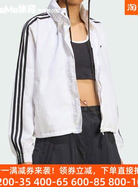 阿迪达斯三叶草女子夹克2025秋款休闲运动大号立领风衣外套JX1450