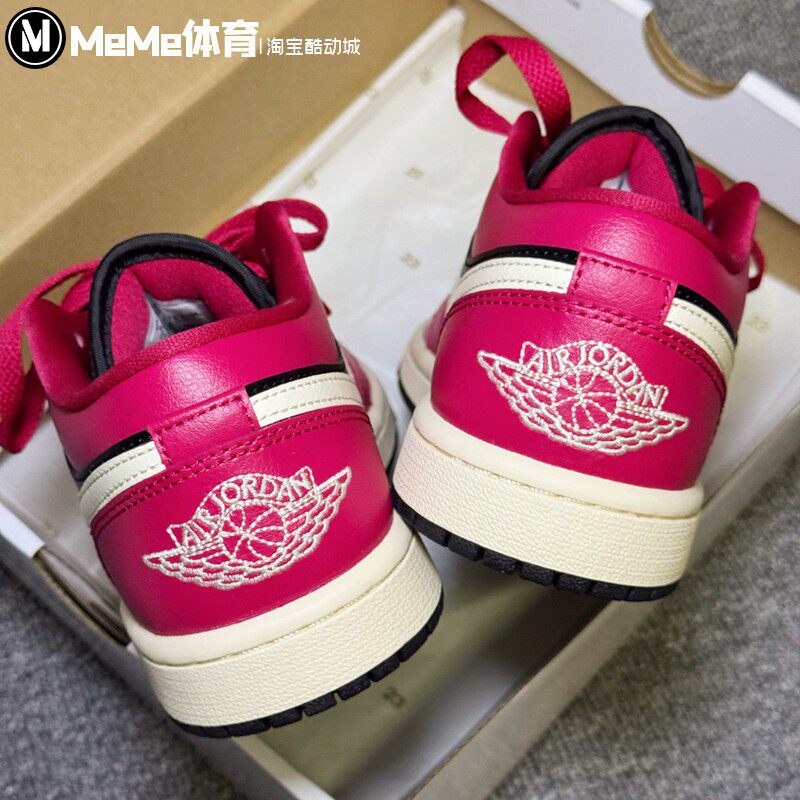 耐克女鞋2025冬新品Air Jordan 1 Low复古红黑休闲板鞋DC0774-605