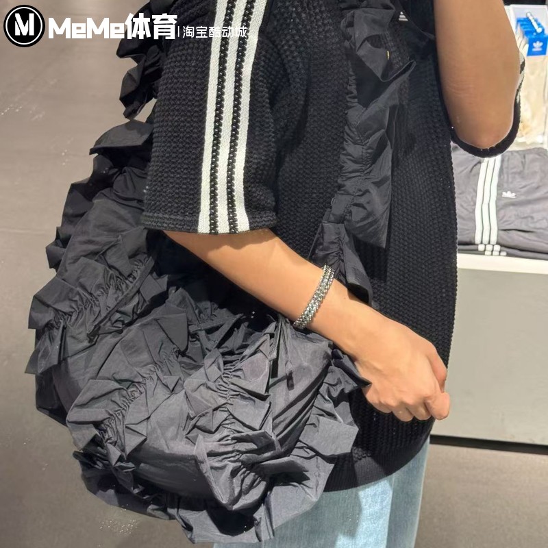 阿迪达斯三叶草男女包2025冬季新品荷叶花边拉绳手提包拎包IA8915