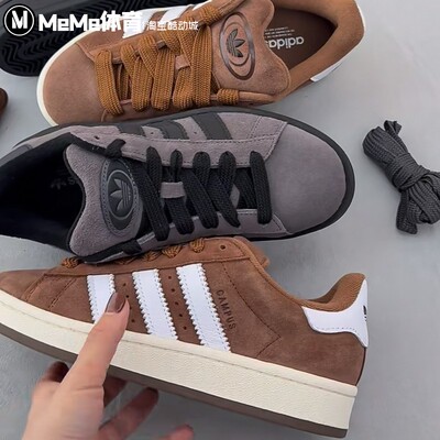 阿迪达斯三叶草男女鞋2025冬新品复古翻毛皮灰黑休闲滑板鞋IF8770