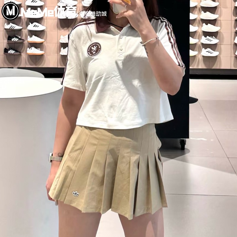 阿迪达斯三叶草女装2025秋款复古学院风休闲运动短款POLO衫KH1187