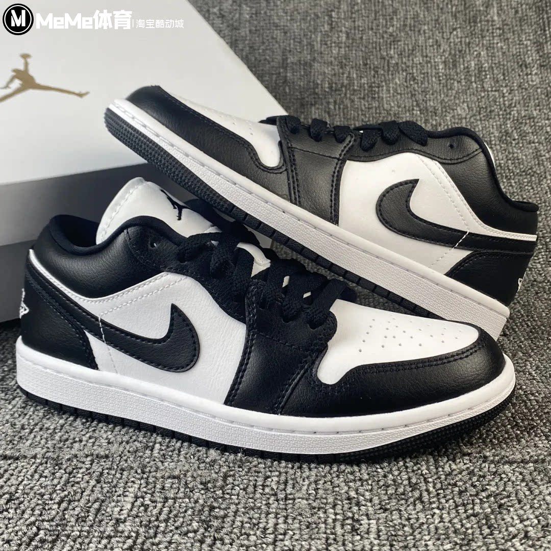 耐克女鞋2026冬新品AJ1黑白熊猫撞色复古刺绣百搭板鞋 DC0774-101