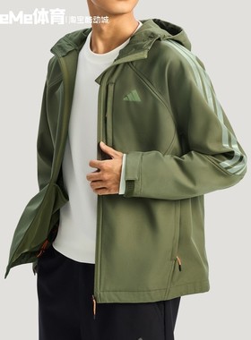 阿迪达斯2026春新品男装防风防水保暖休闲运动软壳夹克外套KR2497