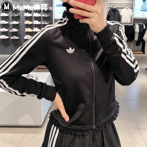 阿迪达斯三叶草女装2026秋季甜酷风荷叶边夹克漏斗领外套 LG4308