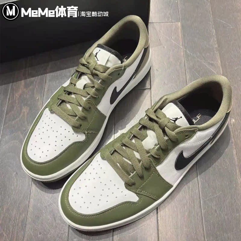 Nike耐克男鞋2026冬款AJ1高尔夫白橄榄棕复古休闲板鞋 DD9315-121