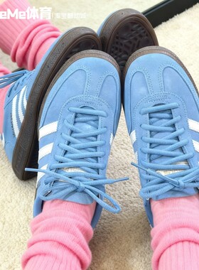 阿迪达斯三叶草男女鞋2025新款HANDBALL复古蓝白德训鞋板鞋BD7632