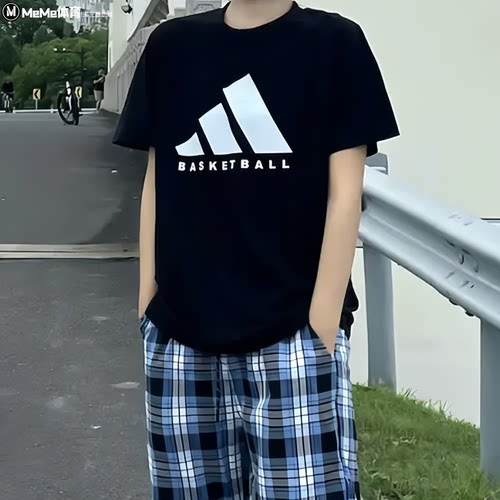 阿迪达斯男装2026秋款街头潮款黑色简约宽松透气速干短袖 KX5680