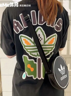 阿迪达斯三叶草男装2025新品趣味像素印花宽松休闲短袖T恤 KD1843