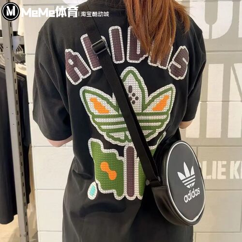 阿迪达斯三叶草男装2025新品趣味像素印花宽松休闲短袖T恤 KD1843