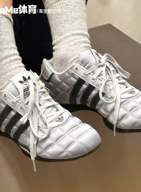 阿迪达斯三叶草女鞋2025冬季新品缎面薄底甜酷赛车风休闲鞋JS0284
