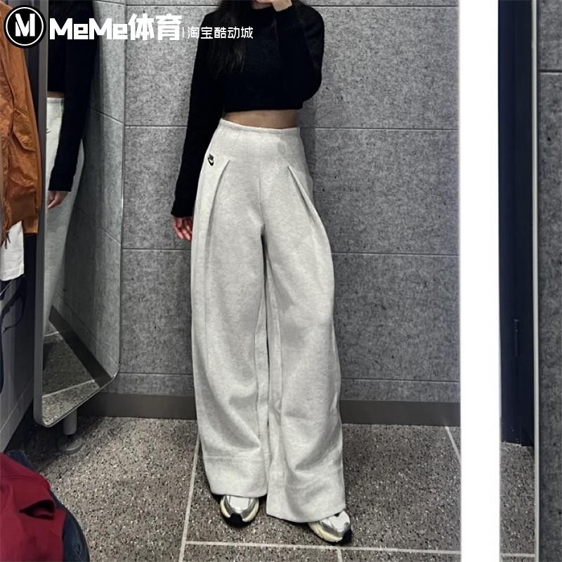 耐克女裤2025冬季款高腰褶裥长裤开衩阔腿裤运动休闲裤FV8053-013