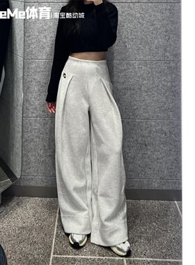 耐克女裤2025冬季款高腰褶裥长裤开衩阔腿裤运动休闲裤FV8053-013