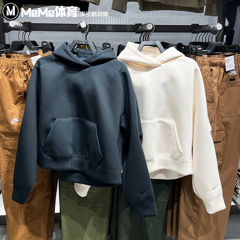 耐克卫衣女装2026春季新款黑色宽松针织舒适连帽套头衫IF0329-010