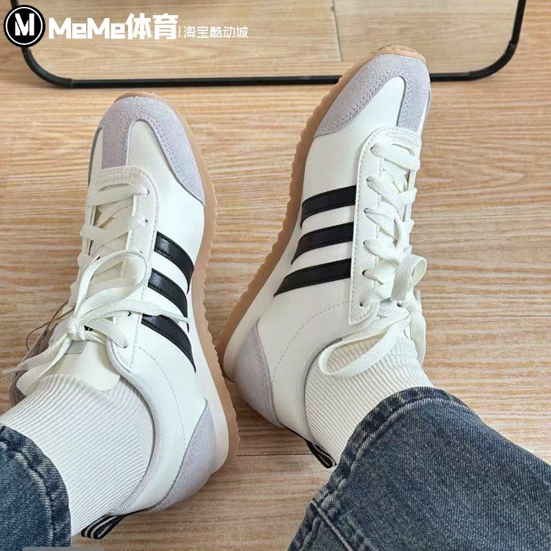 阿迪达斯男女2025秋款VS JOG 2.0薄底百搭复古冰淇淋T头鞋 JS1031