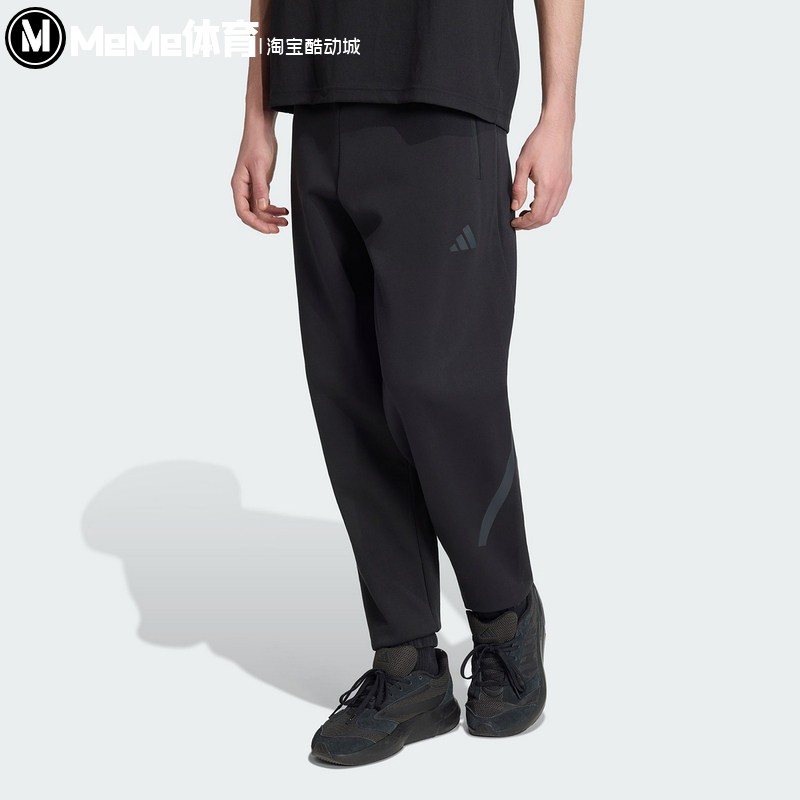 阿迪达斯男装2026秋季新款黑色松紧收口卫裤针织透气束脚裤KF3808