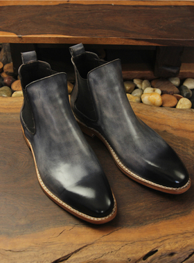 Chelsea Boots切尔西靴固特异手工皮鞋上色男鞋定制鞋牛皮底定做