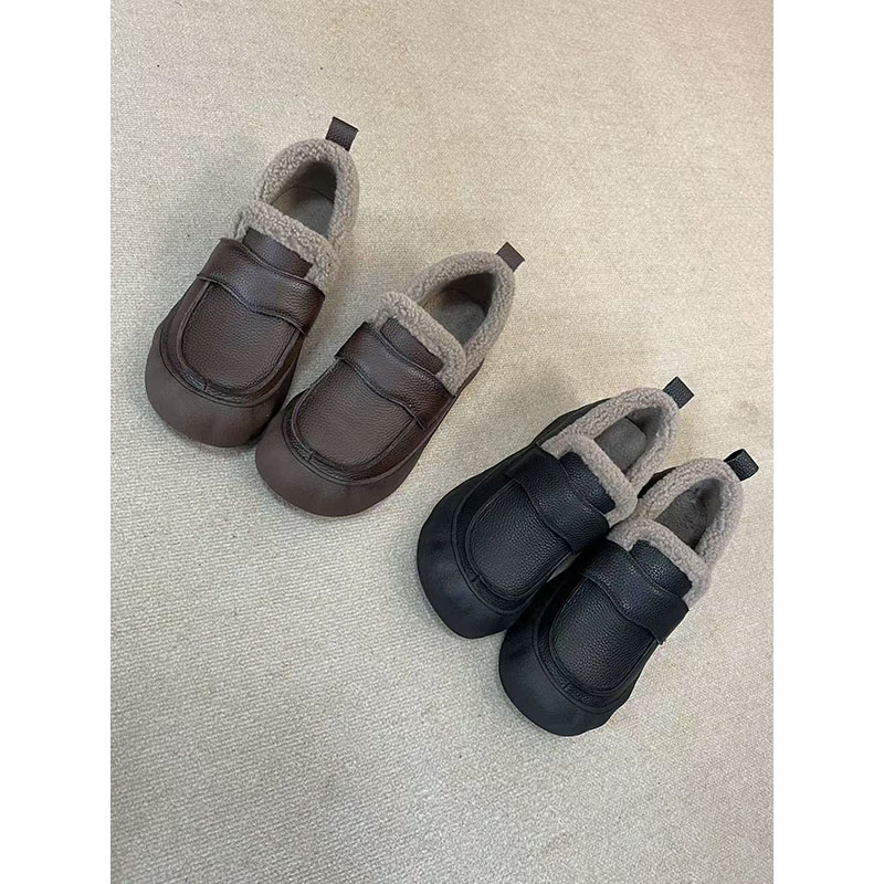 2025秋冬新款加绒保暖雪地靴乐福鞋女厚底防滑加厚棉鞋-2529-2