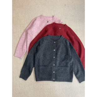 轻熟风单排扣针织开衫 女宽松圆领羊毛毛衣外套柔软舒适上衣752